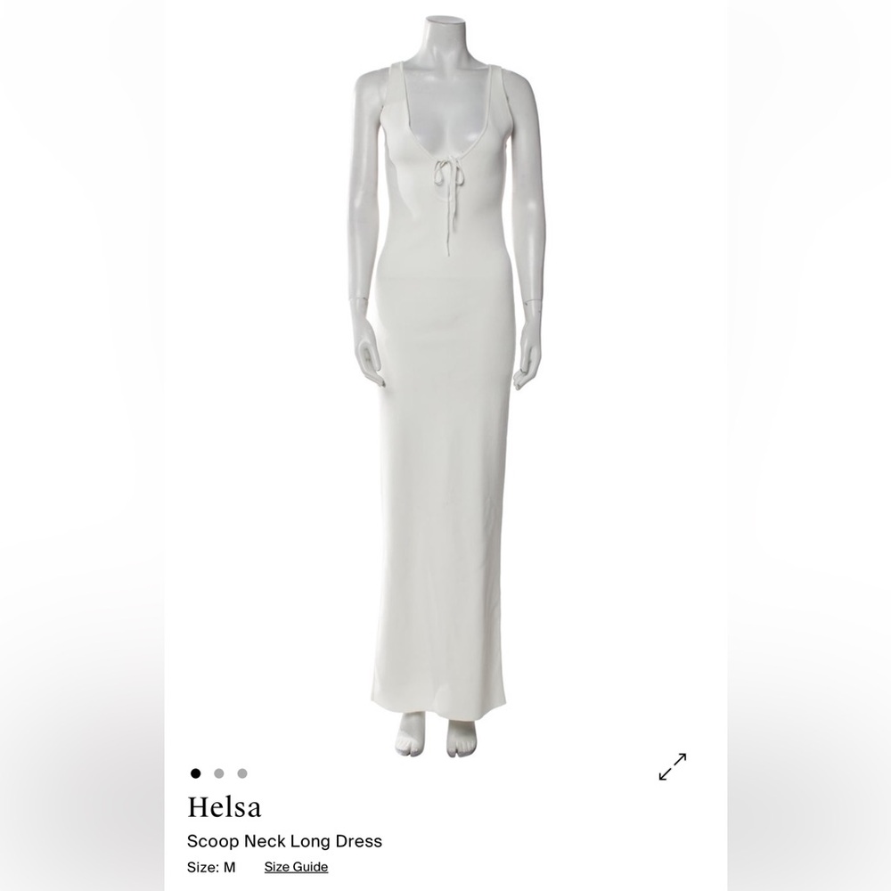 Helsa White Scoop Neck Maxi Dress with Tie Front